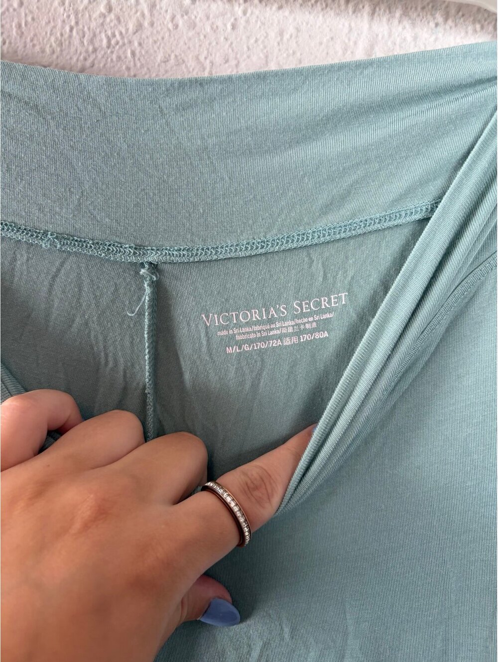 Victoria's Secret Green Bamboo Wide Leg PJ Pants size M/L. Waist is 12.5in and s - Picture 2 of 4